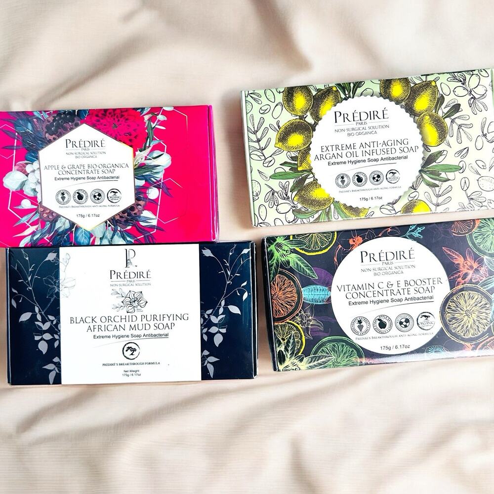 4 Predire Paris Luxury Soaps Incl Black Orchid Purifying Anti Aging Argan Oil
